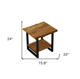 24" Black And Brown Solid Wood And Iron Square End Table With Shelf - Homeroots - Flyclothing LLC