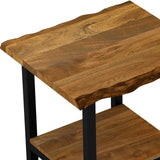 24" Black And Brown Solid Wood And Iron Square End Table With Shelf - Homeroots