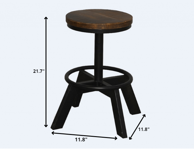 22" Brown And Black Iron Backless Bar Chair - Homeroots - Flyclothing LLC
