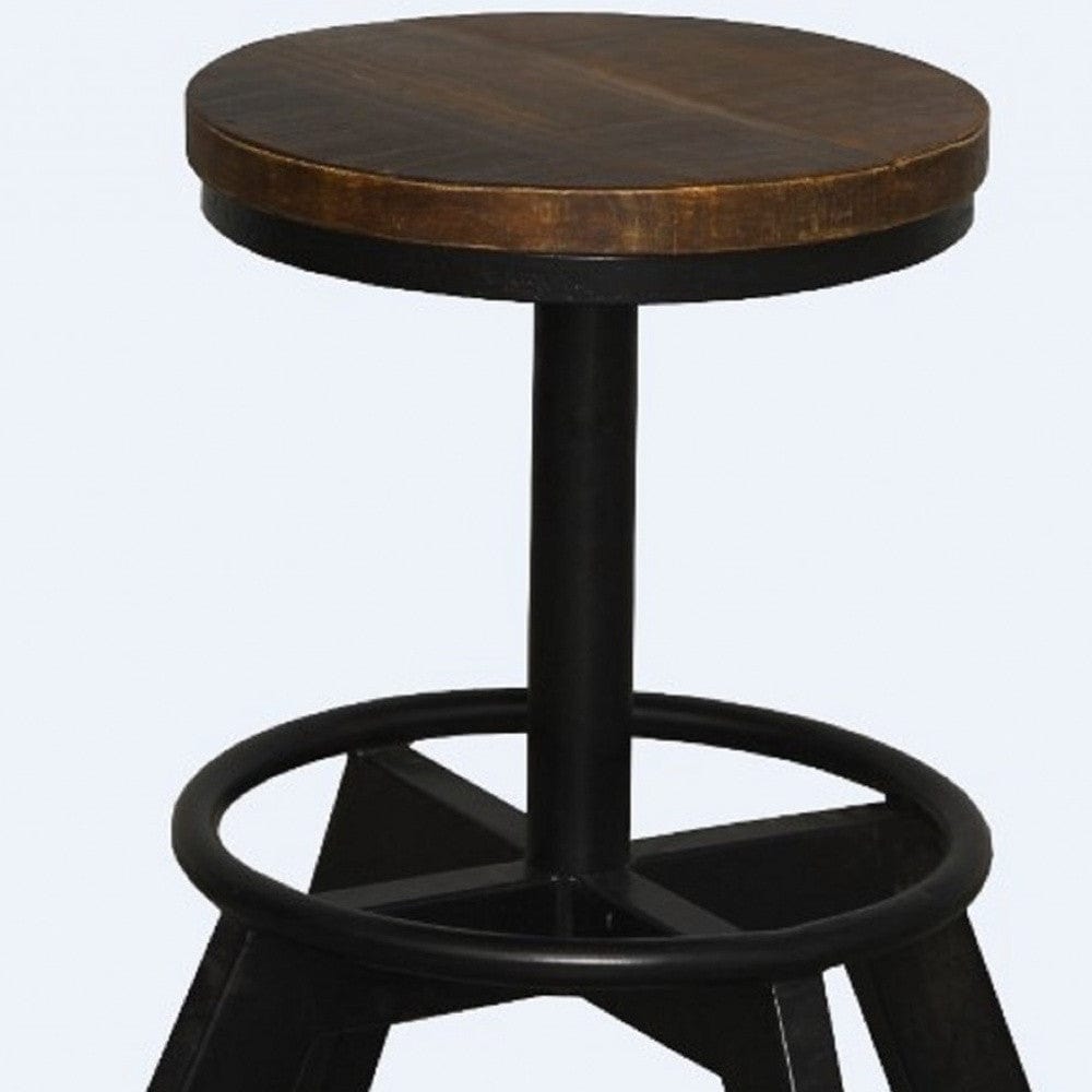 22" Brown And Black Iron Backless Bar Chair - Homeroots - Flyclothing LLC