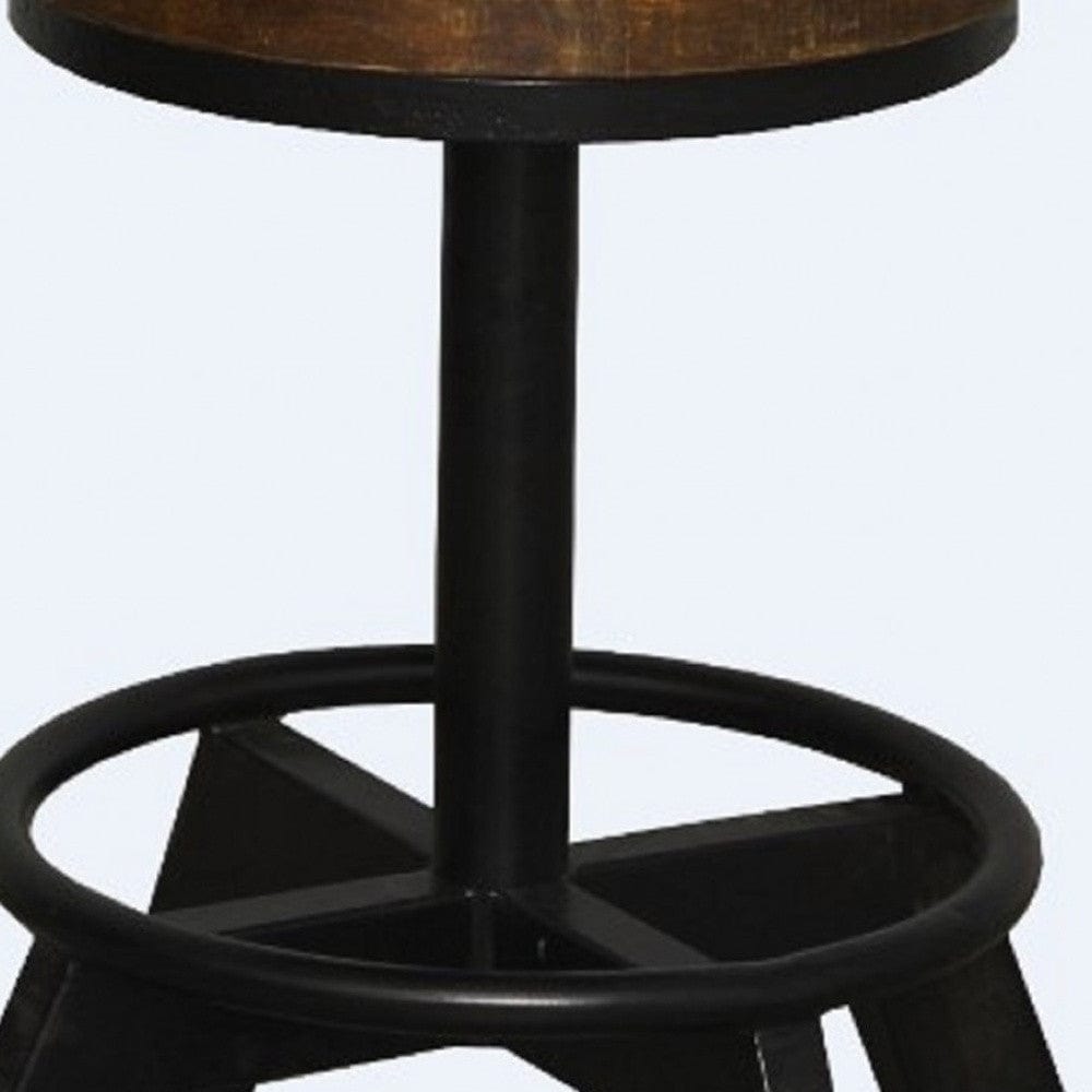 22" Brown And Black Iron Backless Bar Chair - Homeroots - Flyclothing LLC