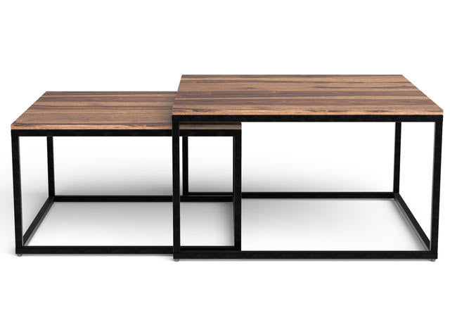 30" Brown And Black Solid Wood And Iron Square Coffee Table - Homeroots - Flyclothing LLC