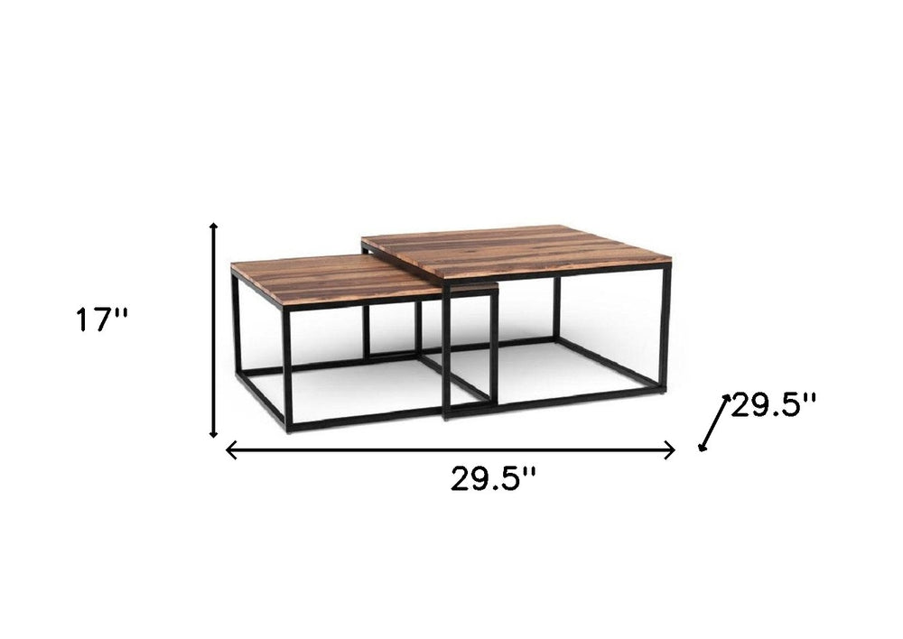 30" Brown And Black Solid Wood And Iron Square Coffee Table - Homeroots - Flyclothing LLC