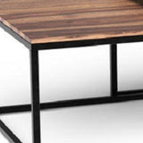 30" Brown And Black Solid Wood And Iron Square Coffee Table - Homeroots