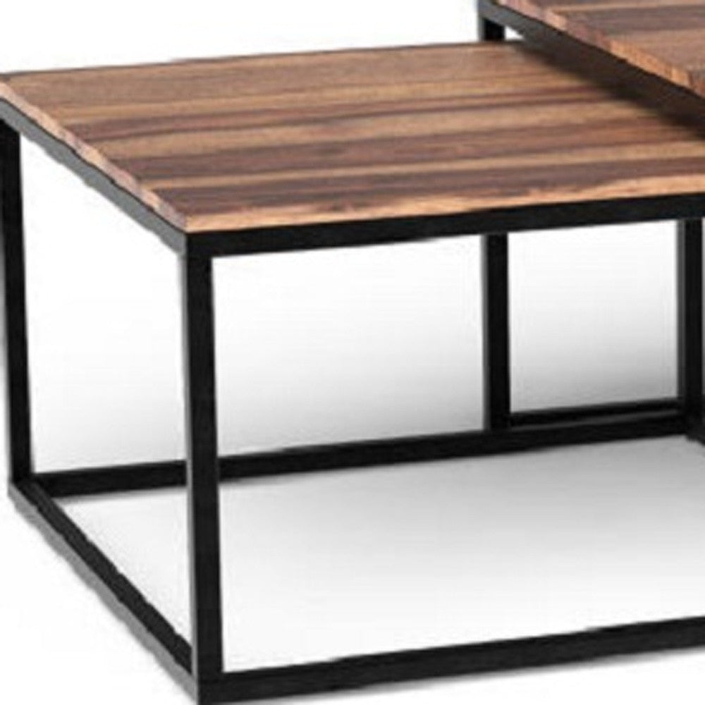 30" Brown And Black Solid Wood And Iron Square Coffee Table - Homeroots - Flyclothing LLC