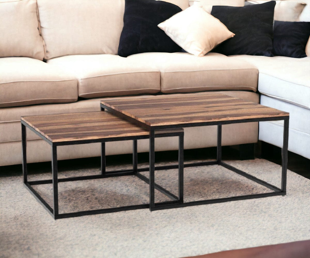 30" Brown And Black Solid Wood And Iron Square Coffee Table - Homeroots - Flyclothing LLC