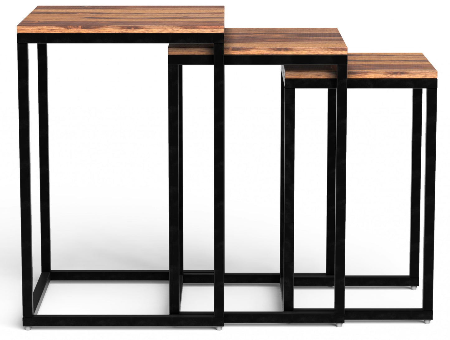 Set of Three 17" Black And Brown Solid Wood Nested Tables - Homeroots - Flyclothing LLC