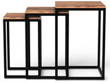 Set of Three 17" Black And Brown Solid Wood Nested Tables - Homeroots - Flyclothing LLC