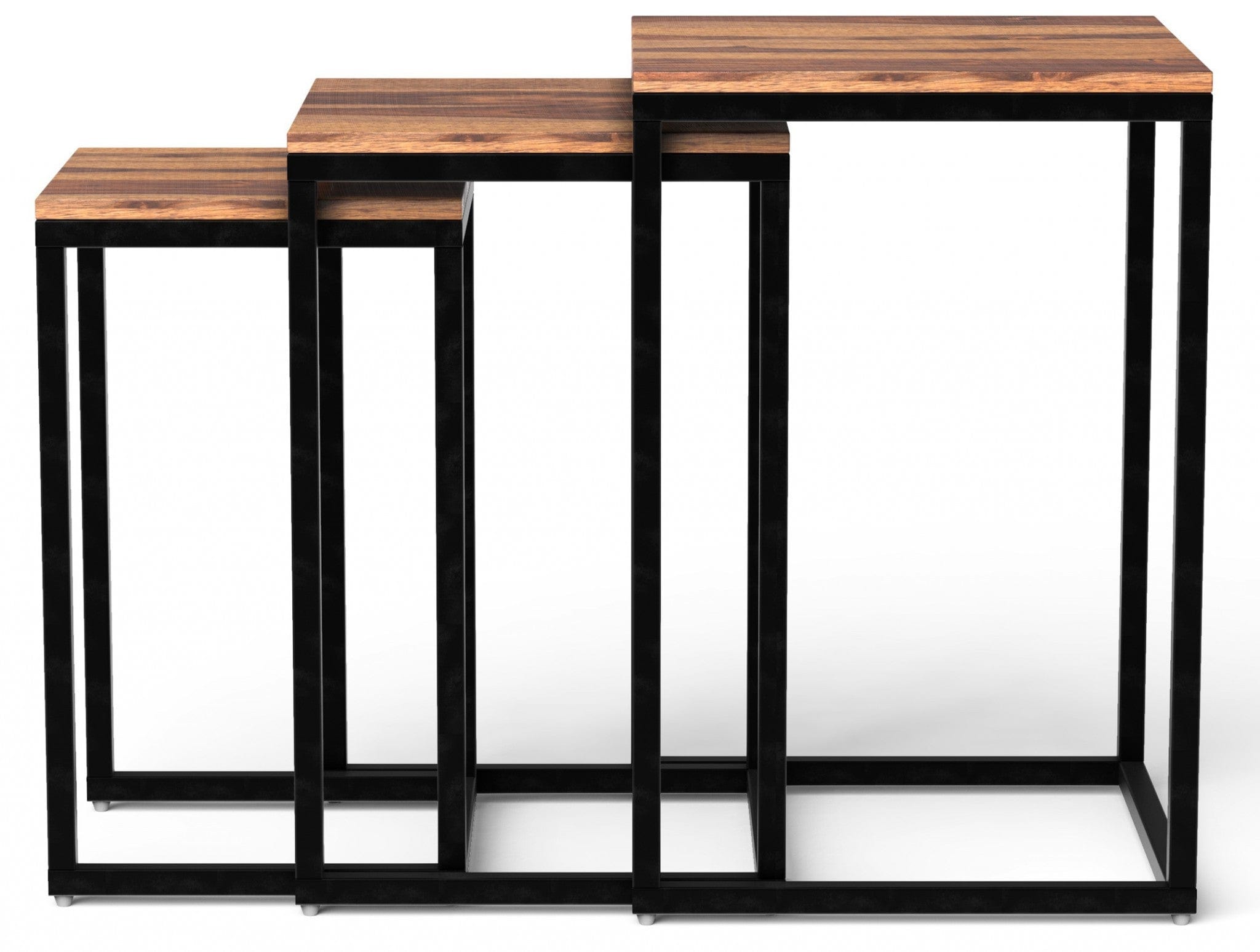 Set of Three 17" Black And Brown Solid Wood Nested Tables - Homeroots - Flyclothing LLC