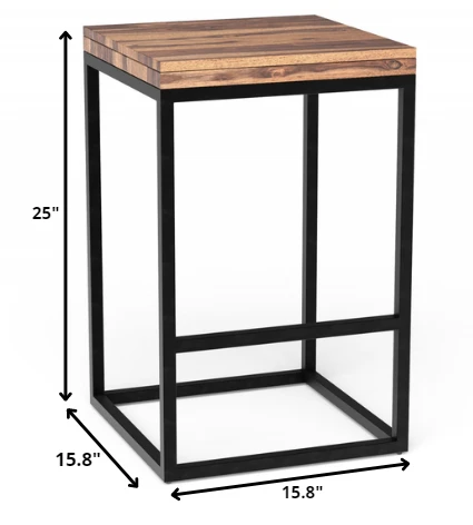 25" Brown And Black Iron Backless Counter Height Bar Chair - Homeroots - Flyclothing LLC