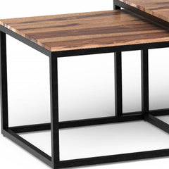 Set Of 3 Natural Wood Nesting Coffee And End Tables - Homeroots