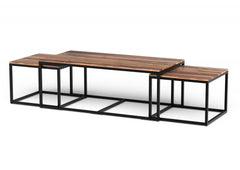 Set Of 3 Natural Wood Nesting Coffee And End Tables - Homeroots