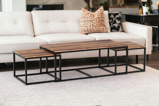 Set Of 3 Natural Wood Nesting Coffee And End Tables - Homeroots