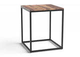 24" Black And Brown Solid Wood And Iron Square End Table - Homeroots