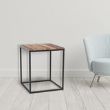 24" Black And Brown Solid Wood And Iron Square End Table - Homeroots - Flyclothing LLC