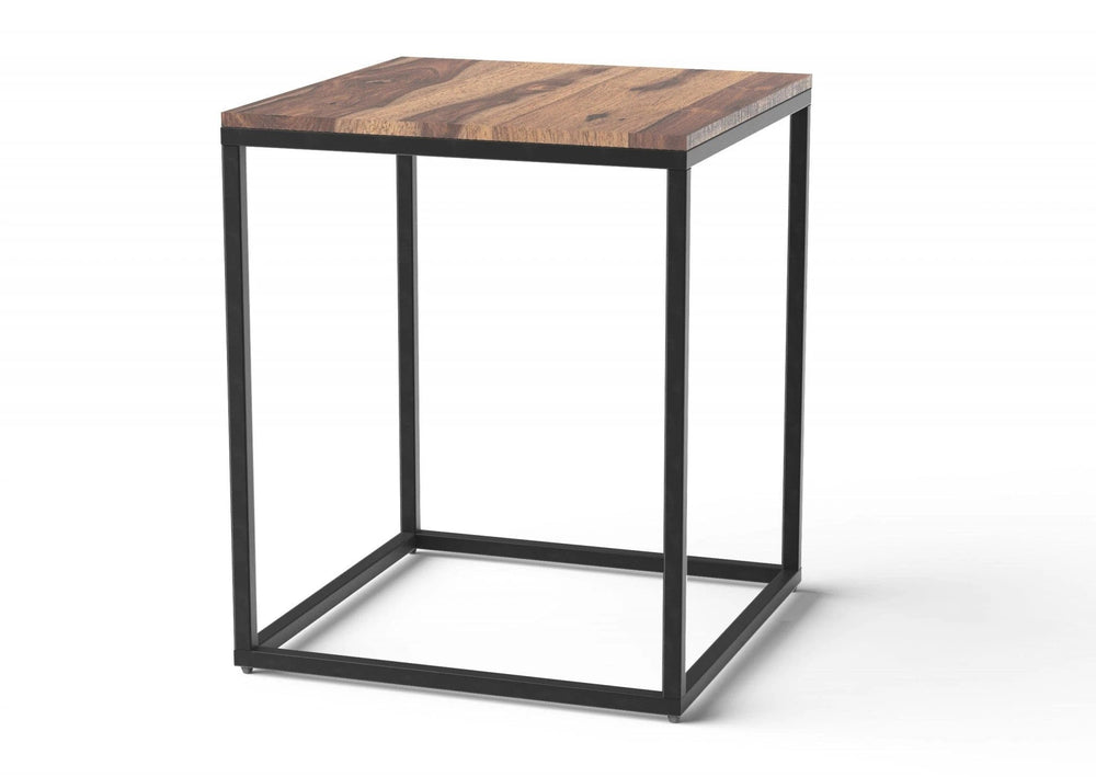 24" Black And Brown Solid Wood And Iron Square End Table - Homeroots - Flyclothing LLC