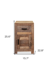 26" Brown Solid Wood Square End Table With Drawer - Homeroots - Flyclothing LLC