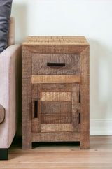 26" Brown Solid Wood Square End Table With Drawer - Homeroots - Flyclothing LLC