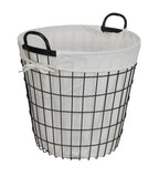 White Fabric Lined Metal Laundry Type Basket With Handle - Homeroots