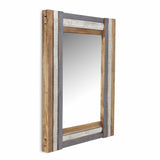 32" Gray Natural and White Wood Framed Accent Mirror - Homeroots