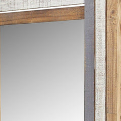 32" Gray Natural and White Wood Framed Accent Mirror