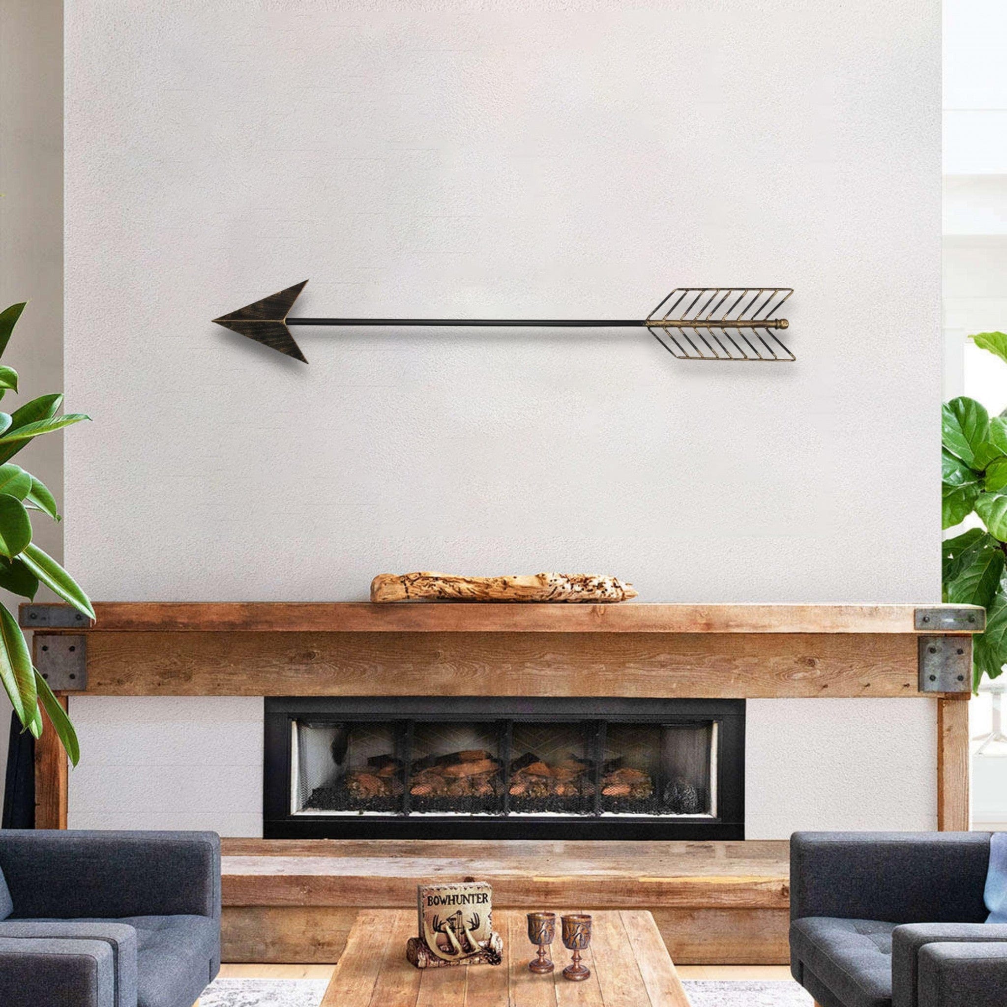 Burnished Dark Brown And Gold Tone Metal Arrow Wall Decor - Homeroots