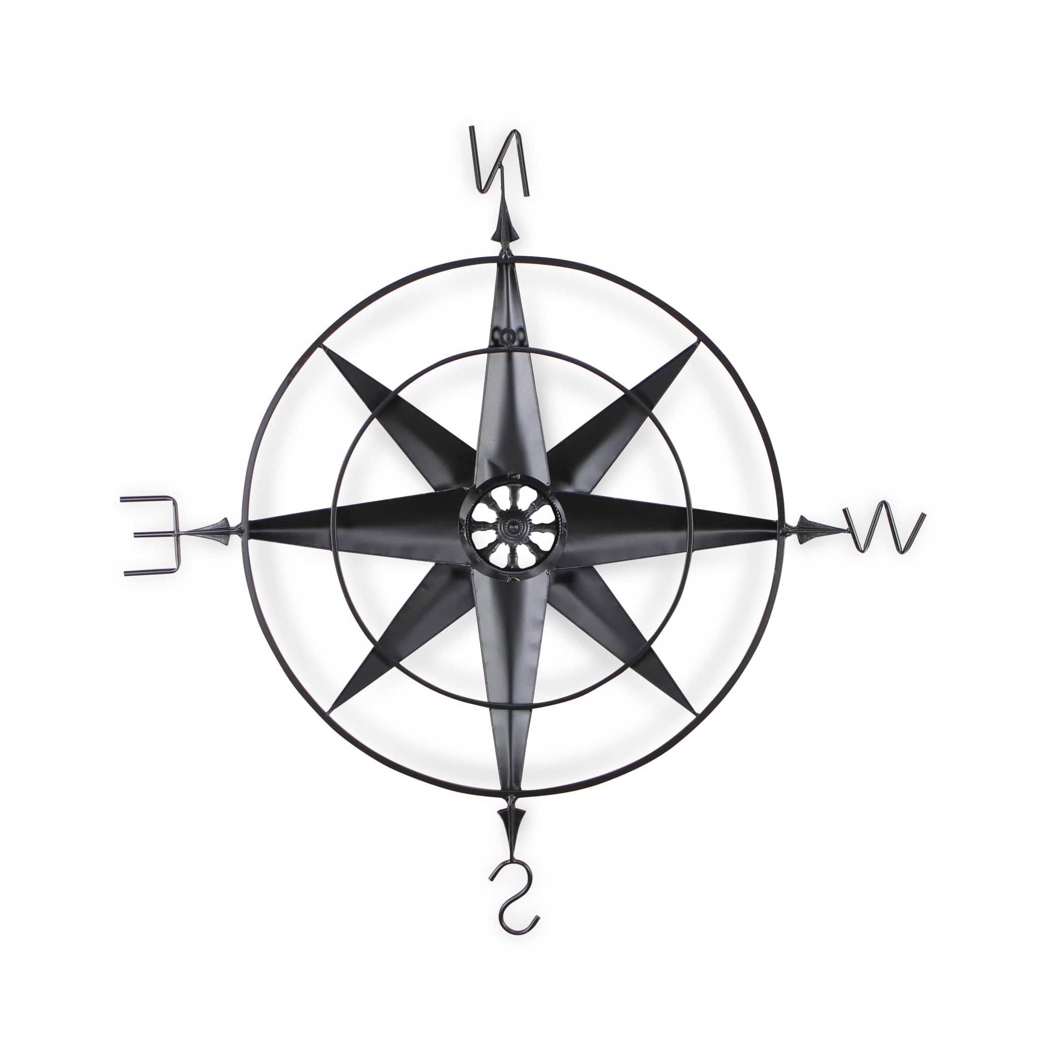 39" Black Rustic Compass Metal Wall Decor - Homeroots - Flyclothing LLC