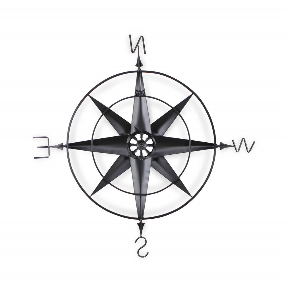 39" Black Rustic Compass Metal Wall Decor - Homeroots - Flyclothing LLC