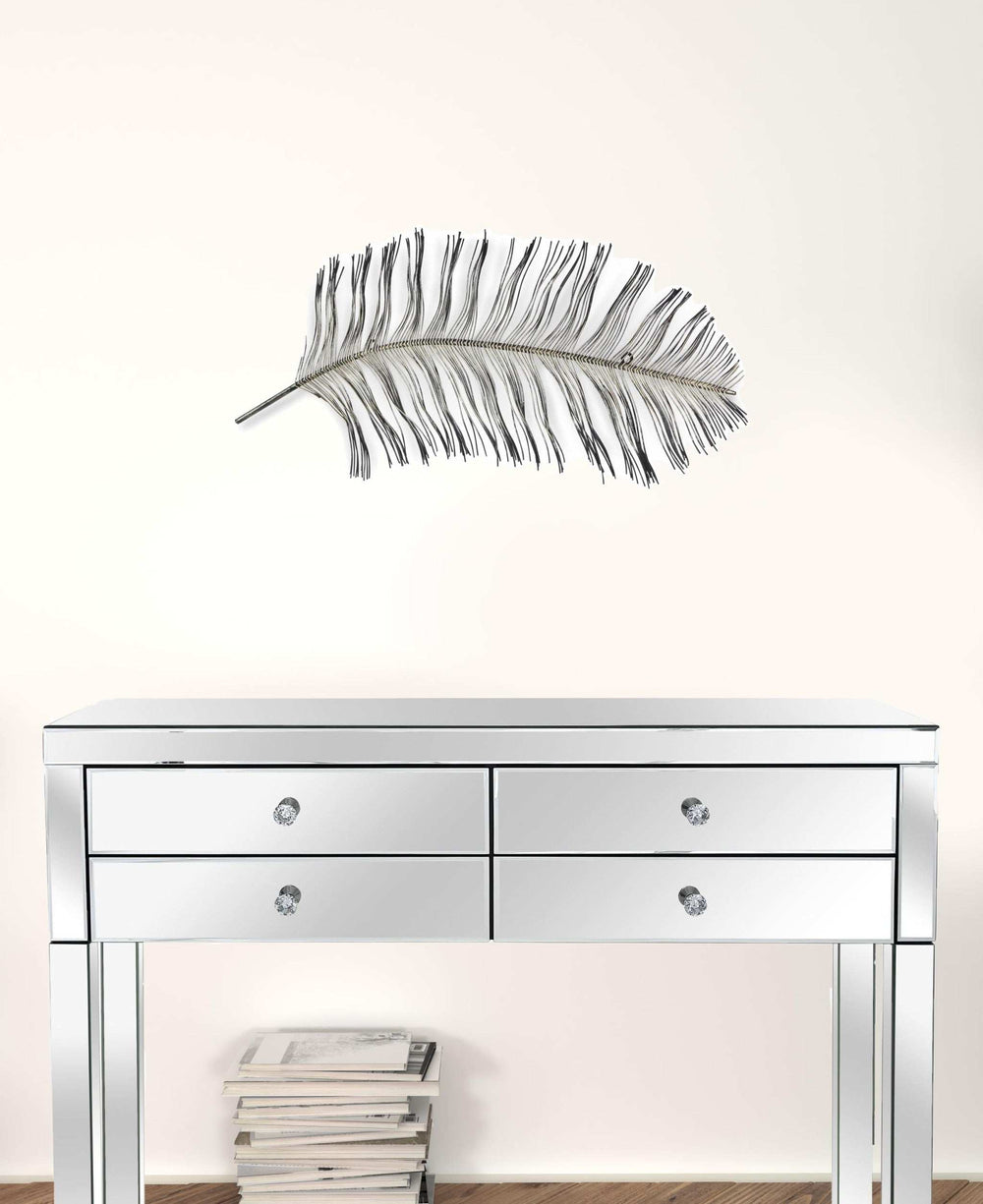 Black And Silver Metal Peacock Feather Wall Decor - Homeroots - Flyclothing LLC