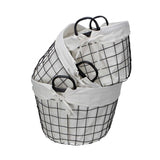 Set Of Three Black Oval Wire Baskets with White Fabric Liners and Handles - Homeroots - Flyclothing LLC
