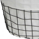 Set Of Three Black Oval Wire Baskets with White Fabric Liners and Handles - Homeroots - Flyclothing LLC
