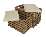 Set of Two Brown Wood Slat and Upholstery Storage Benches With Flip Top - Homeroots - Flyclothing LLC