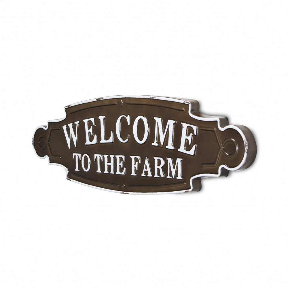 Welcome To The Farm Lacquered Black And White Metal Wall Art - Homeroots - Flyclothing LLC