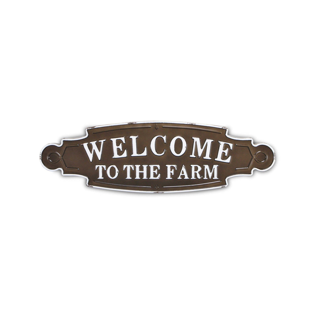 Welcome To The Farm Lacquered Black And White Metal Wall Art - Homeroots
