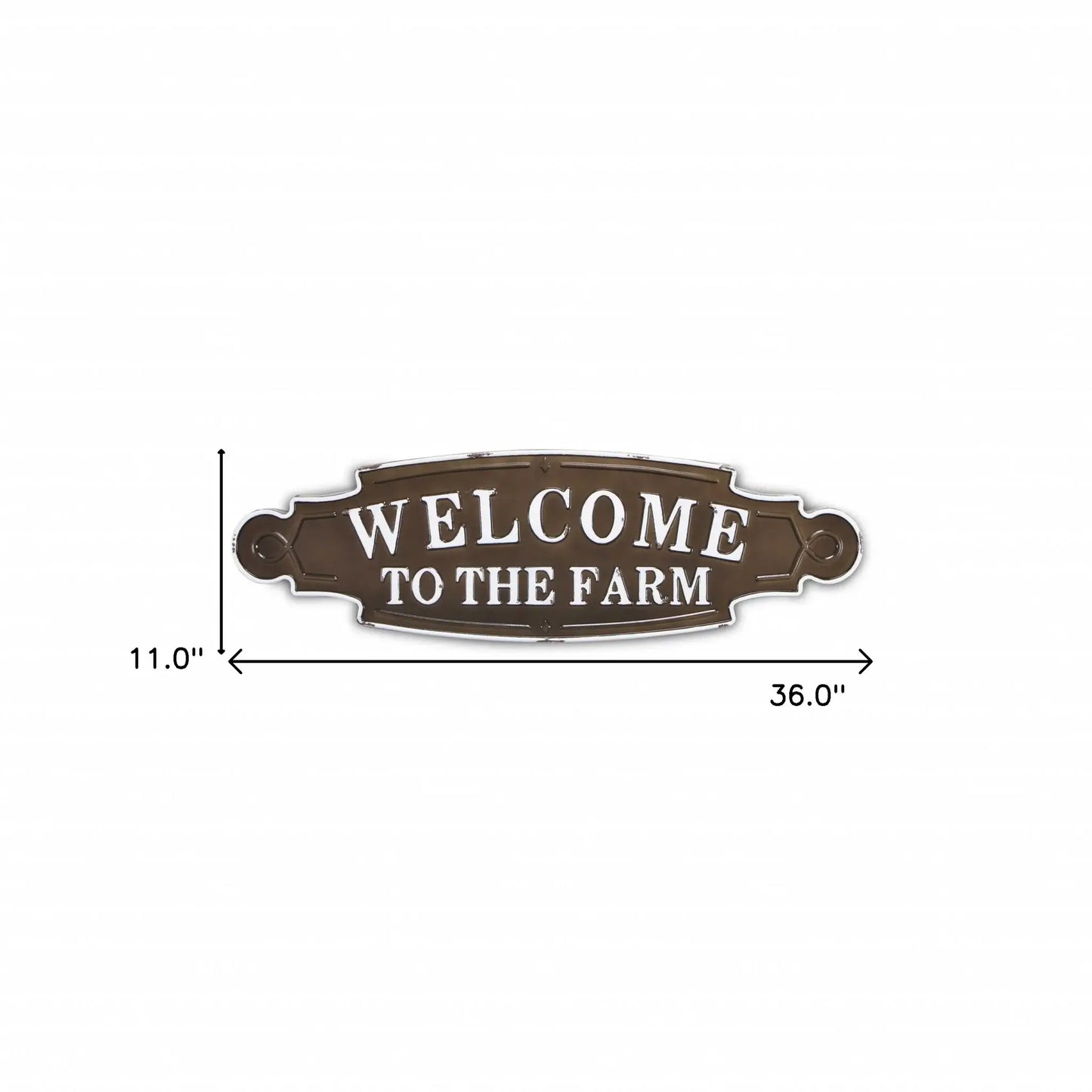 Welcome To The Farm Lacquered Black And White Metal Wall Art - Homeroots - Flyclothing LLC