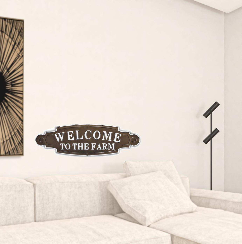 Welcome To The Farm Lacquered Black And White Metal Wall Art - Homeroots - Flyclothing LLC