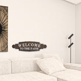 Welcome To The Farm Lacquered Black And White Metal Wall Art - Homeroots
