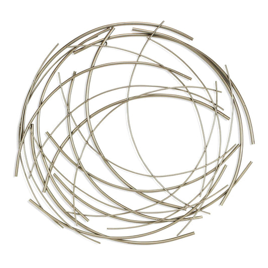 26" Silver Metal Abstract Round Hanging Wall Art Decor - Homeroots