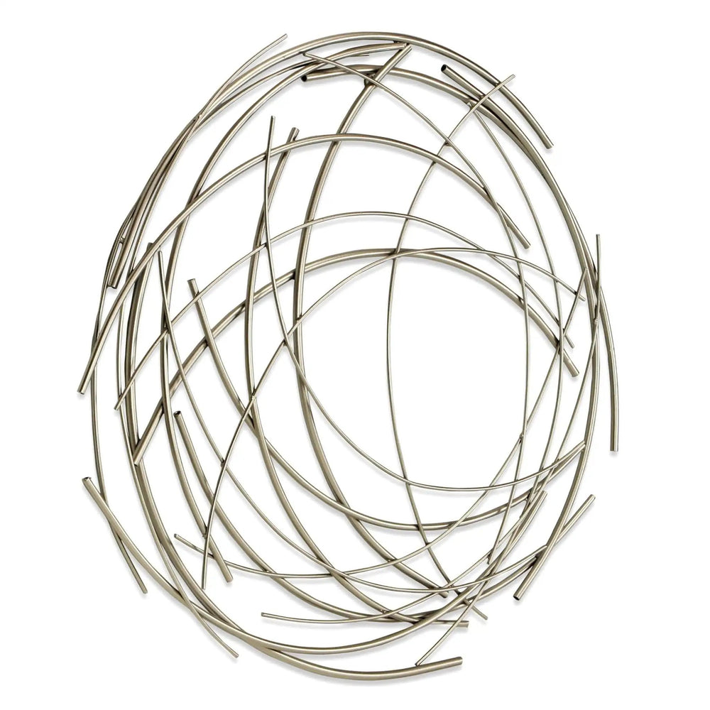 26" Silver Metal Abstract Round Hanging Wall Art Decor - Homeroots - Flyclothing LLC
