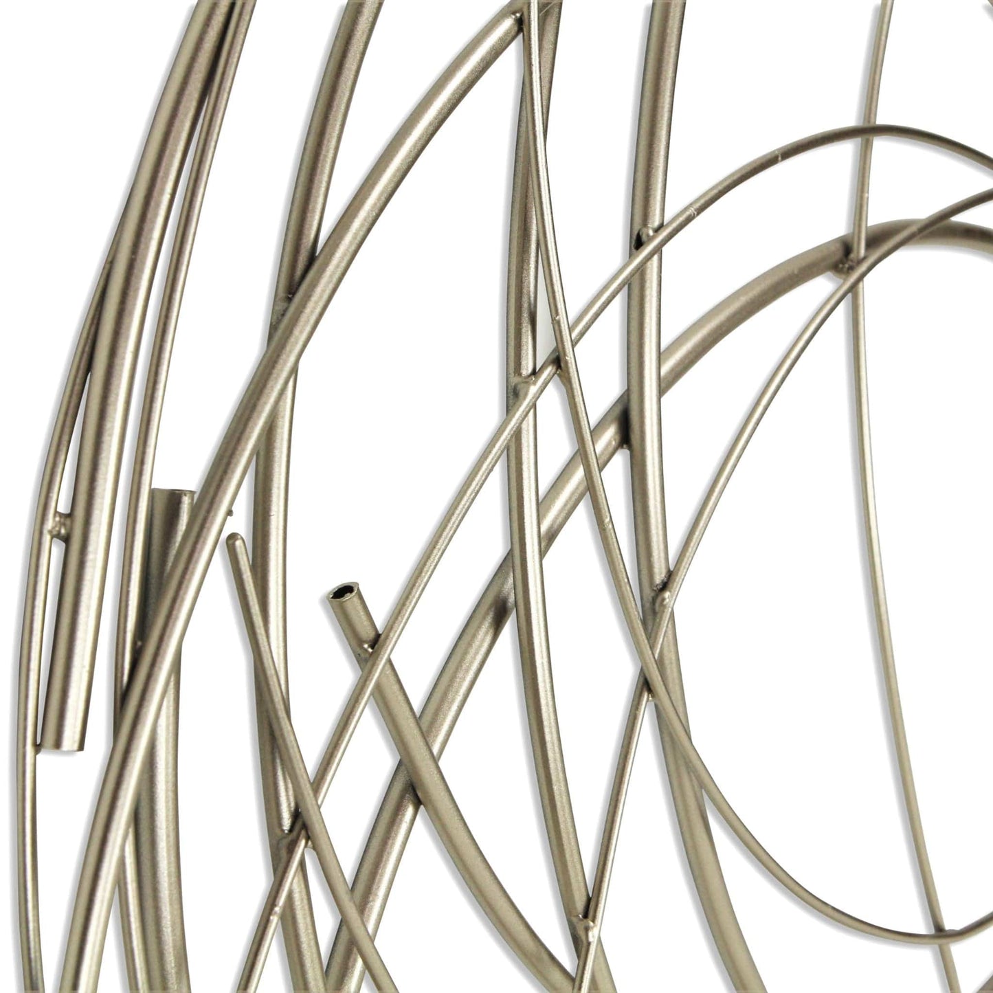26" Silver Metal Abstract Round Hanging Wall Art Decor - Homeroots - Flyclothing LLC