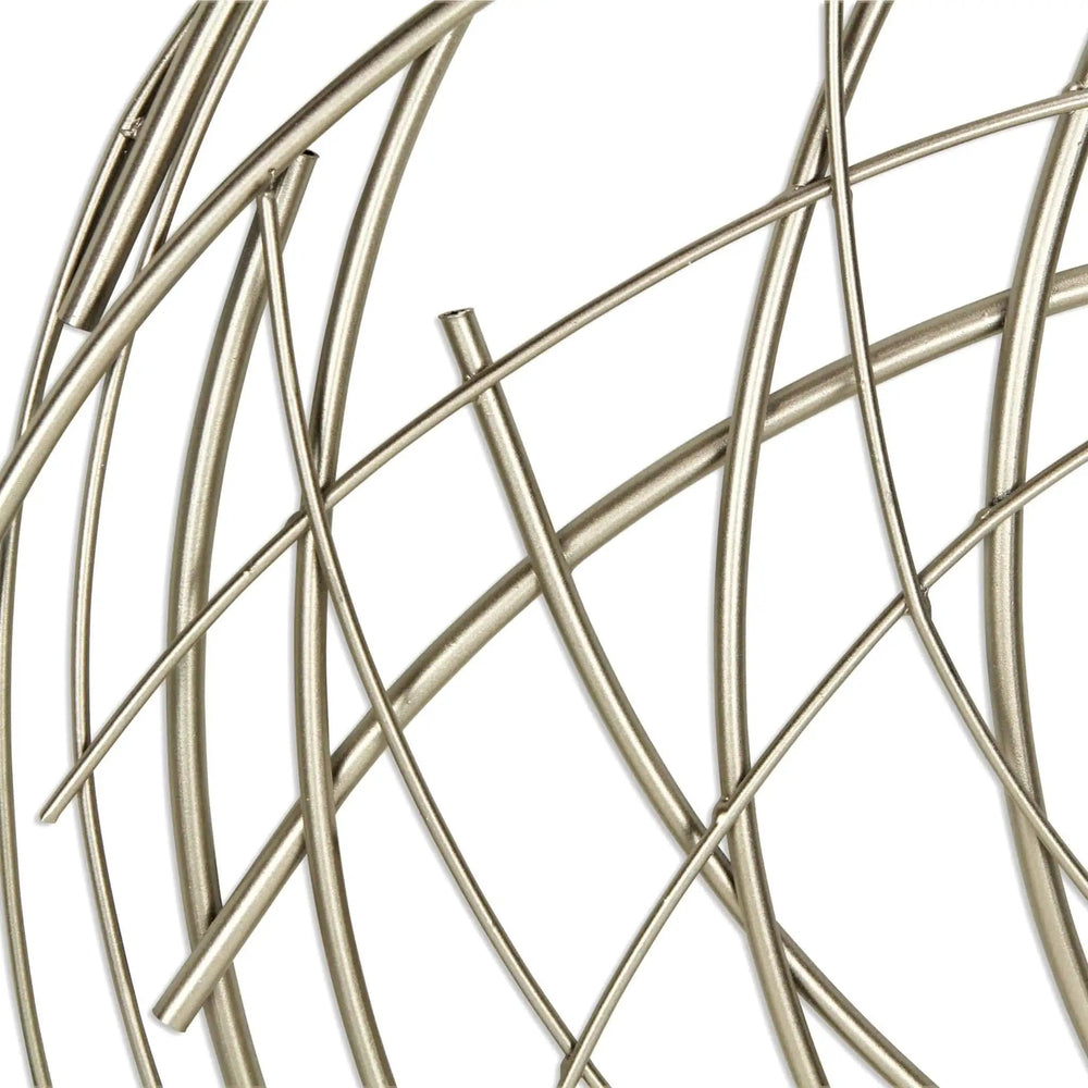 26" Silver Metal Abstract Round Hanging Wall Art Decor - Homeroots - Flyclothing LLC
