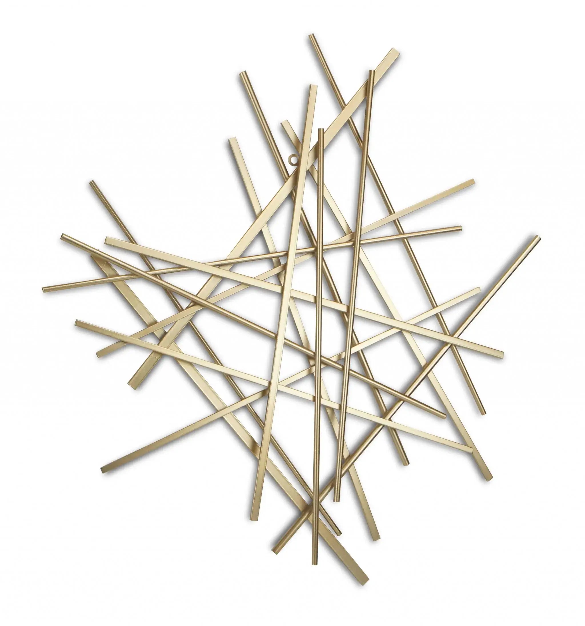 Gold Metal Abstract Linear Strips Wall Art Decor - Homeroots - Flyclothing LLC