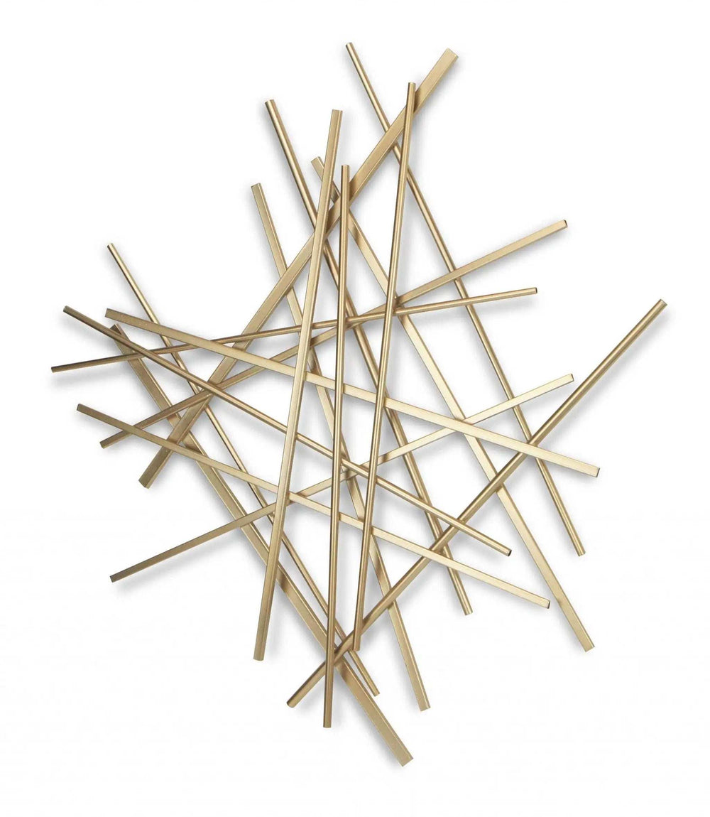 Gold Metal Abstract Linear Strips Wall Art Decor - Homeroots - Flyclothing LLC