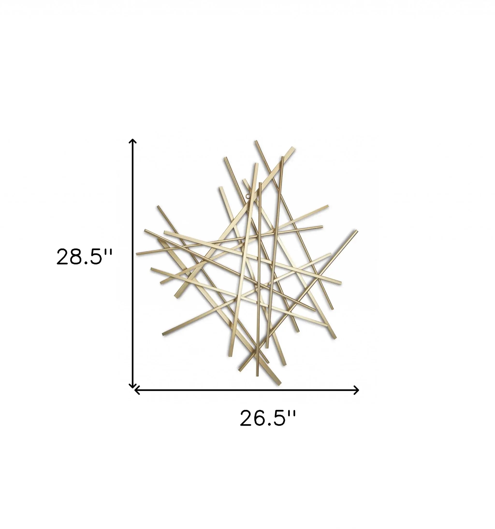 Gold Metal Abstract Linear Strips Wall Art Decor - Homeroots - Flyclothing LLC