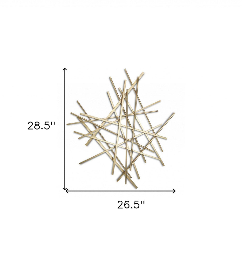 Gold Metal Abstract Linear Strips Wall Art Decor - Homeroots - Flyclothing LLC