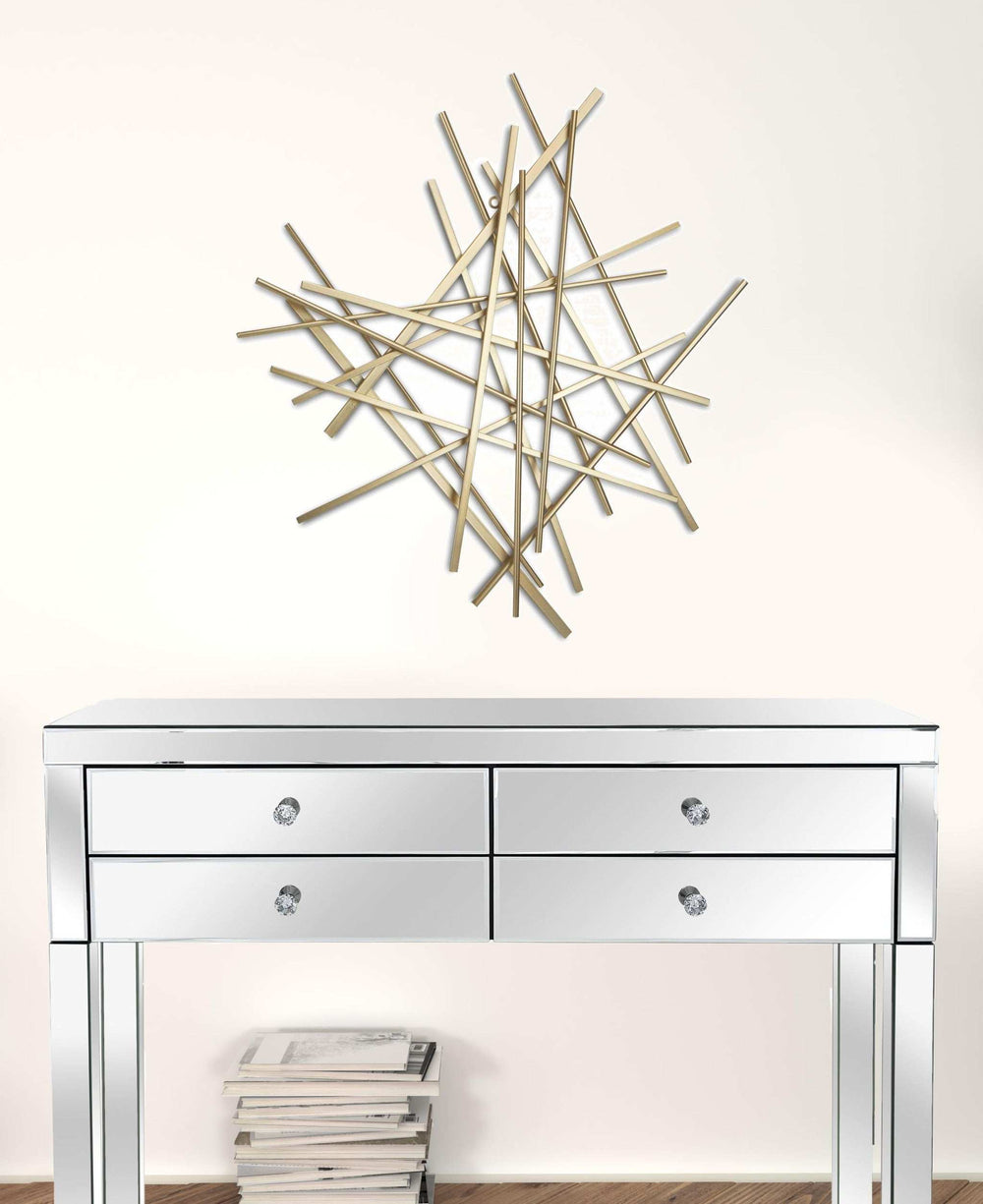 Gold Metal Abstract Linear Strips Wall Art Decor - Homeroots - Flyclothing LLC