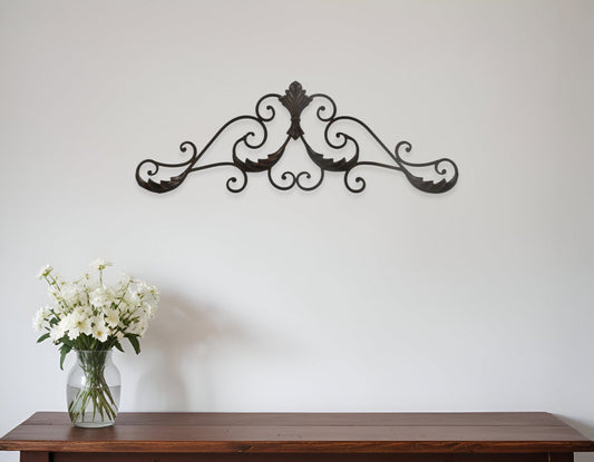 32" Rustic Brown Metal Scroll Wall Decor - Homeroots