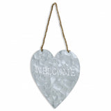 10" Gray Galvanized Metal Heart Shaped Welcome Wall Decor - Homeroots - Flyclothing LLC