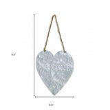 10" Gray Galvanized Metal Heart Shaped Welcome Wall Decor - Homeroots - Flyclothing LLC