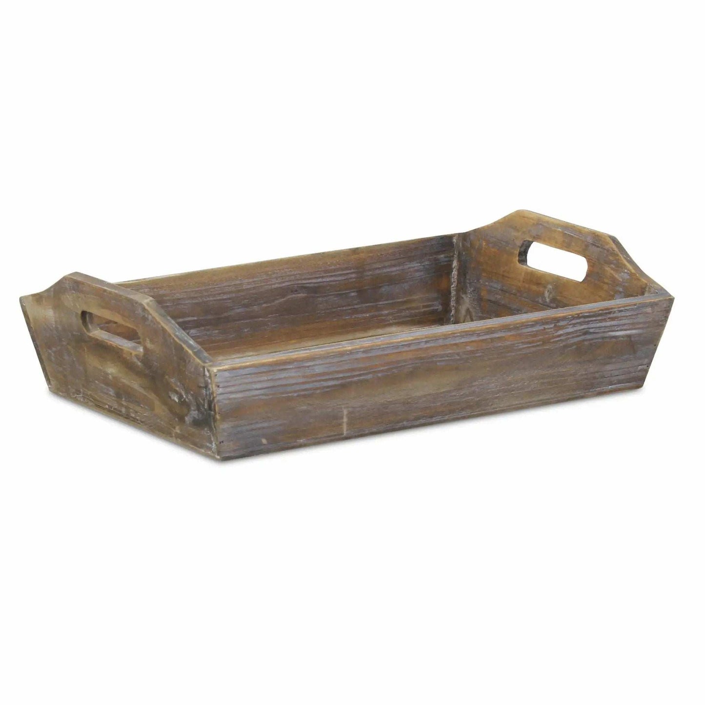 Dark Brown Finish Wood Serving Tray With Handles - Homeroots - Flyclothing LLC